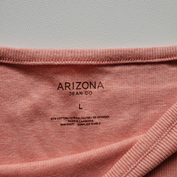 Arizona Jean Co Crabapple Square Neck Short Sleeve Wrap Shirt Juniors Size L - Picture 4 of 4